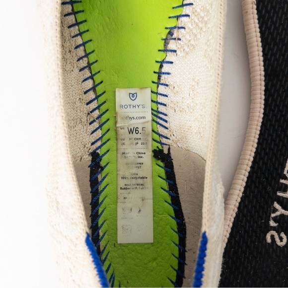 Rothy's Cream and White The Square Ballet Flat in Lily - Picture 15 of 16